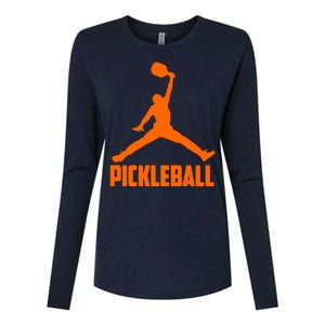 Orange Pickleball Sports Logo Womens Cotton Relaxed Long Sleeve T-Shirt