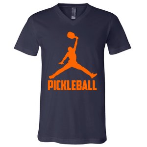 Orange Pickleball Sports Logo V-Neck T-Shirt