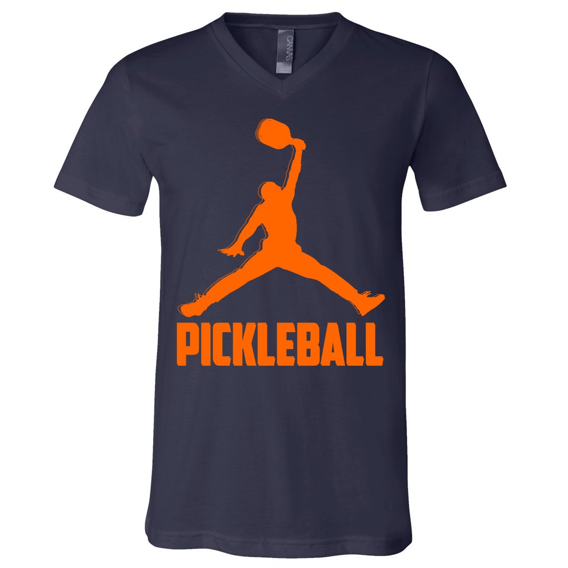 Orange Pickleball Sports Logo V-Neck T-Shirt