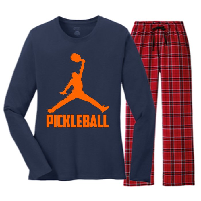 Orange Pickleball Sports Logo Women's Long Sleeve Flannel Pajama Set 