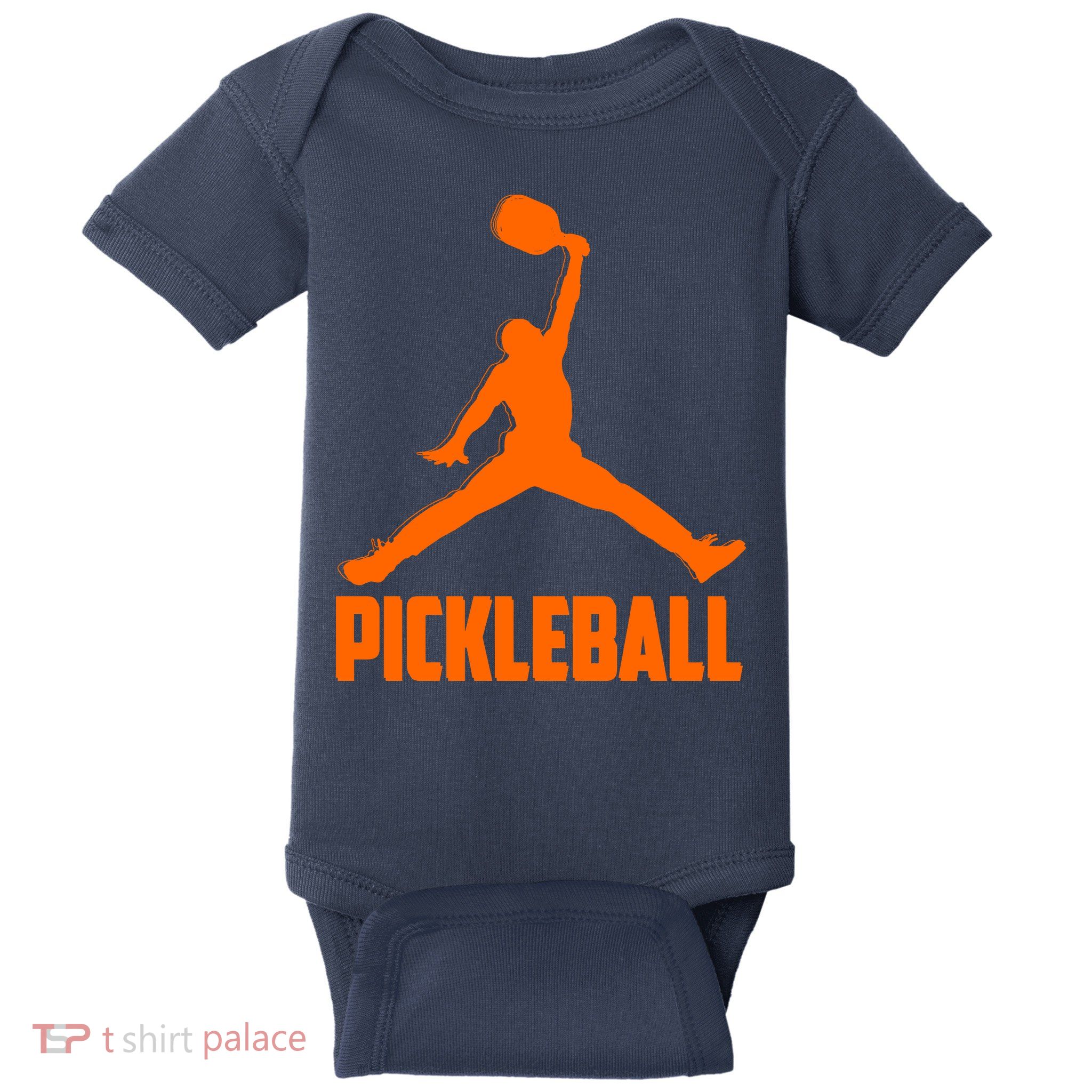 Orange Pickleball Sports Logo Baby Bodysuit