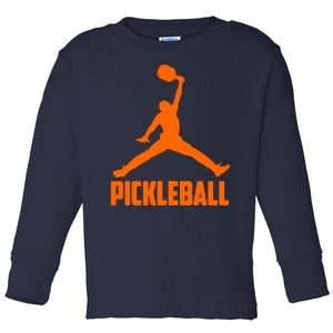 Orange Pickleball Sports Logo Toddler Long Sleeve Shirt