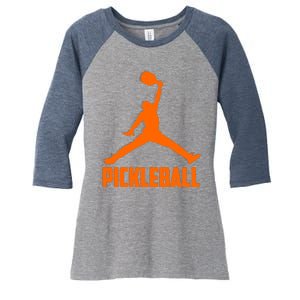 Orange Pickleball Sports Logo Women's Tri-Blend 3/4-Sleeve Raglan Shirt