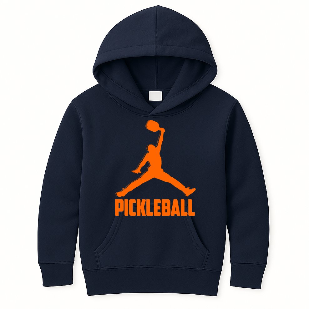 Orange Pickleball Sports Logo Kids Hoodie