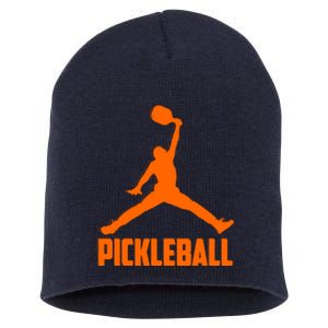 Orange Pickleball Sports Logo Short Acrylic Beanie