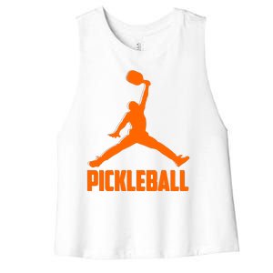 Orange Pickleball Sports Logo Women's Racerback Cropped Tank