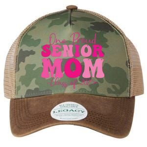 One Proud Senior Mom Class Of 2025 Graduation Groovy Print Legacy Tie Dye Trucker Hat