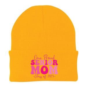 One Proud Senior Mom Class Of 2025 Graduation Groovy Print Knit Cap Winter Beanie