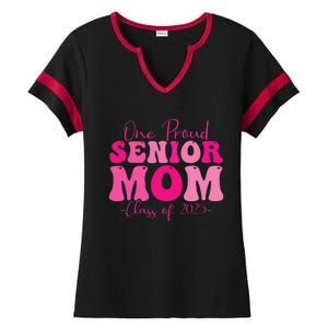 One Proud Senior Mom Class Of 2025 Graduation Groovy Print Ladies Halftime Notch Neck Tee