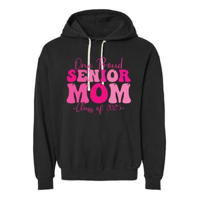 One Proud Senior Mom Class Of 2025 Graduation Groovy Print Garment-Dyed Fleece Hoodie