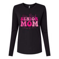 One Proud Senior Mom Class Of 2025 Graduation Groovy Print Womens Cotton Relaxed Long Sleeve T-Shirt