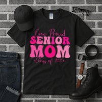 One Proud Senior Mom Class Of 2025 Graduation Groovy Print Tall T-Shirt