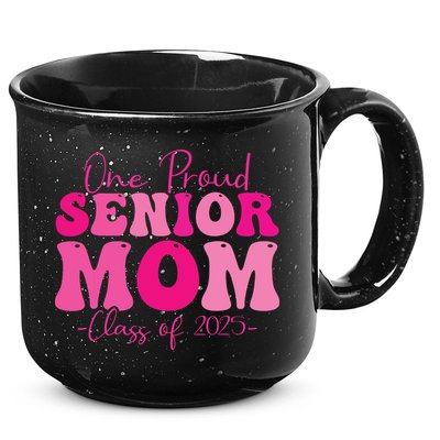 One Proud Senior Mom Class Of 2025 Graduation Groovy Print 15oz Campfire Ceramic Mug