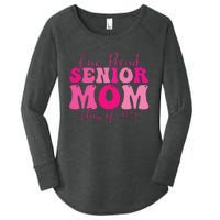 One Proud Senior Mom Class Of 2025 Graduation Groovy Print Women's Perfect Tri Tunic Long Sleeve Shirt