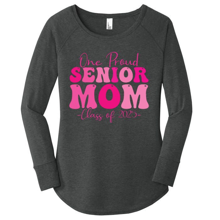 One Proud Senior Mom Class Of 2025 Graduation Groovy Print Women's Perfect Tri Tunic Long Sleeve Shirt