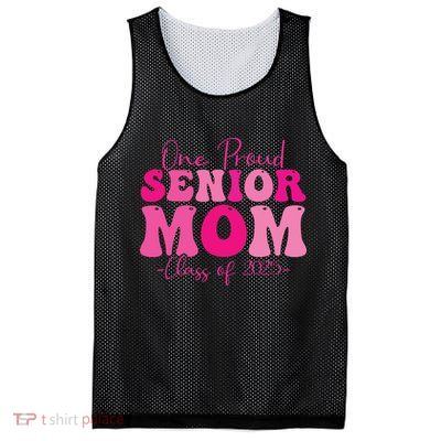 One Proud Senior Mom Class Of 2025 Graduation Groovy Print Mesh Reversible Basketball Jersey Tank