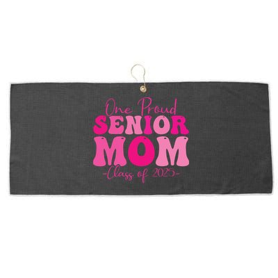 One Proud Senior Mom Class Of 2025 Graduation Groovy Print Large Microfiber Waffle Golf Towel