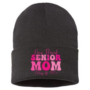 One Proud Senior Mom Class Of 2025 Graduation Groovy Print Sustainable Knit Beanie