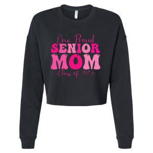 One Proud Senior Mom Class Of 2025 Graduation Groovy Print Cropped Pullover Crew