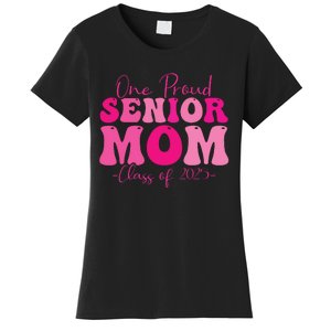 One Proud Senior Mom Class Of 2025 Graduation Groovy Print Women's T-Shirt