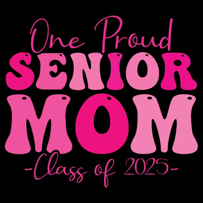 One Proud Senior Mom Class Of 2025 Graduation Groovy Print Women's V-Neck T-Shirt