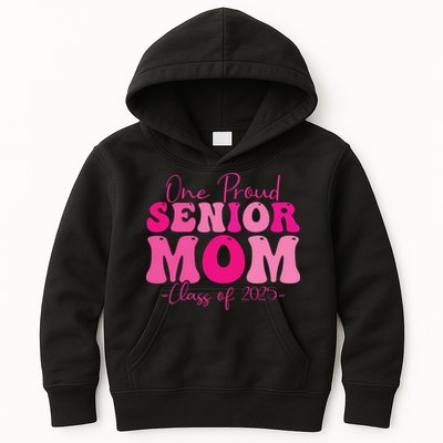 One Proud Senior Mom Class Of 2025 Graduation Groovy Print Kids Hoodie