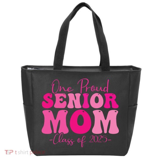 One Proud Senior Mom Class Of 2025 Graduation Groovy Print Zip Tote Bag