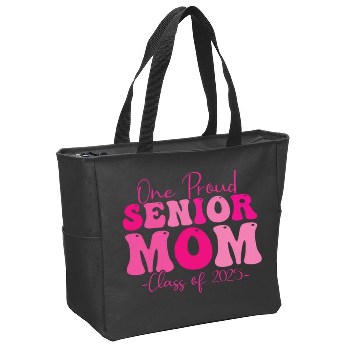 One Proud Senior Mom Class Of 2025 Graduation Groovy Print Zip Tote Bag