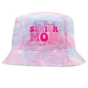 One Proud Senior Mom Class Of 2025 Graduation Groovy Print Tie-Dyed Bucket Hat