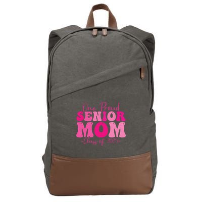 One Proud Senior Mom Class Of 2025 Graduation Groovy Print Cotton Canvas Backpack