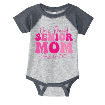 One Proud Senior Mom Class Of 2025 Graduation Groovy Print Infant Baby Jersey Bodysuit