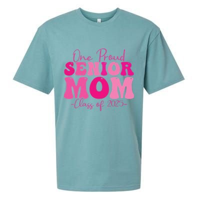 One Proud Senior Mom Class Of 2025 Graduation Groovy Print Sueded Cloud Jersey T-Shirt