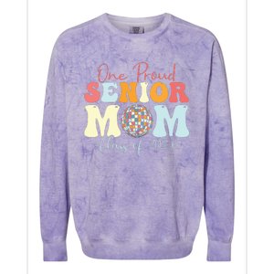 One Proud Senior Mom Class Of 2025 Graduation Groovy Print Colorblast Crewneck Sweatshirt