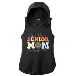 One Proud Senior Mom Class Of 2025 Graduation Groovy Print Ladies PosiCharge Tri-Blend Wicking Draft Hoodie Tank