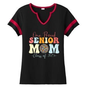 One Proud Senior Mom Class Of 2025 Graduation Groovy Print Ladies Halftime Notch Neck Tee