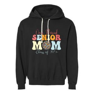 One Proud Senior Mom Class Of 2025 Graduation Groovy Print Garment-Dyed Fleece Hoodie