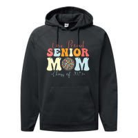 One Proud Senior Mom Class Of 2025 Graduation Groovy Print Performance Fleece Hoodie