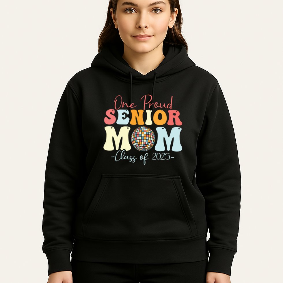 One Proud Senior Mom Class Of 2025 Graduation Groovy Print Hoodie