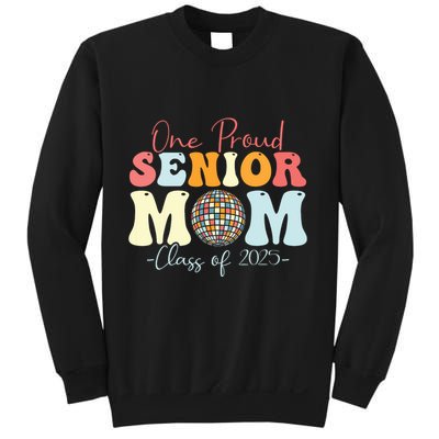 One Proud Senior Mom Class Of 2025 Graduation Groovy Print Sweatshirt
