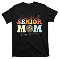 One Proud Senior Mom Class Of 2025 Graduation Groovy Print T-Shirt