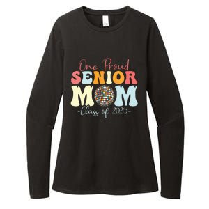 One Proud Senior Mom Class Of 2025 Graduation Groovy Print Womens CVC Long Sleeve Shirt