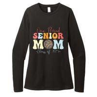 One Proud Senior Mom Class Of 2025 Graduation Groovy Print Womens CVC Long Sleeve Shirt