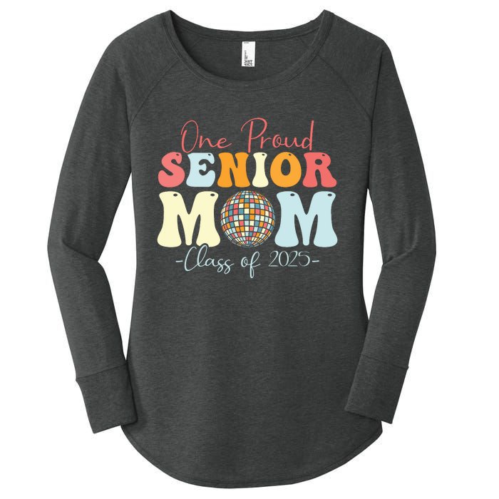 One Proud Senior Mom Class Of 2025 Graduation Groovy Print Women's Perfect Tri Tunic Long Sleeve Shirt