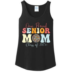 One Proud Senior Mom Class Of 2025 Graduation Groovy Print Ladies Essential Tank