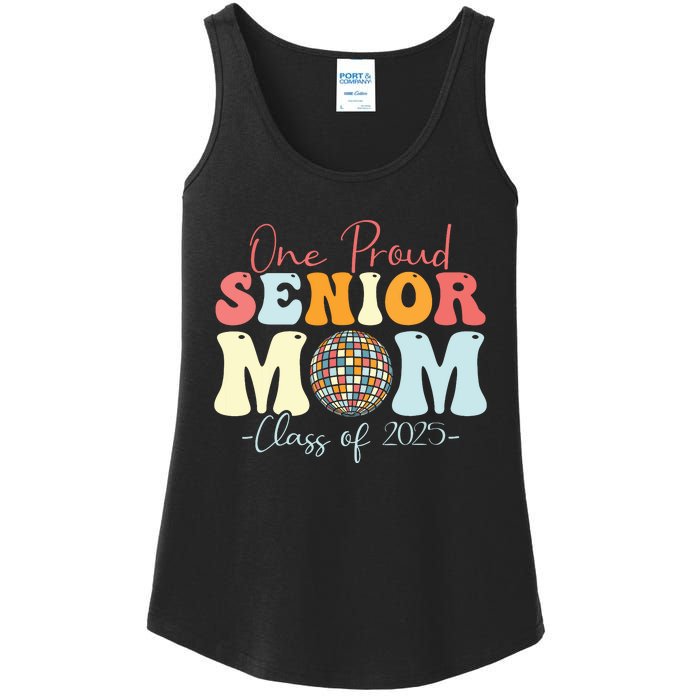 One Proud Senior Mom Class Of 2025 Graduation Groovy Print Ladies Essential Tank