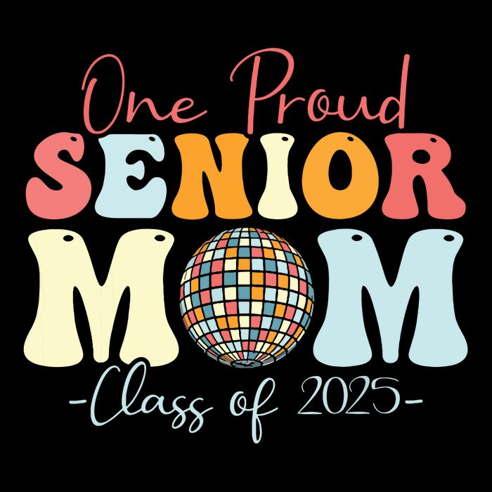 One Proud Senior Mom Class Of 2025 Graduation Groovy Print 16 in Basic Backpack