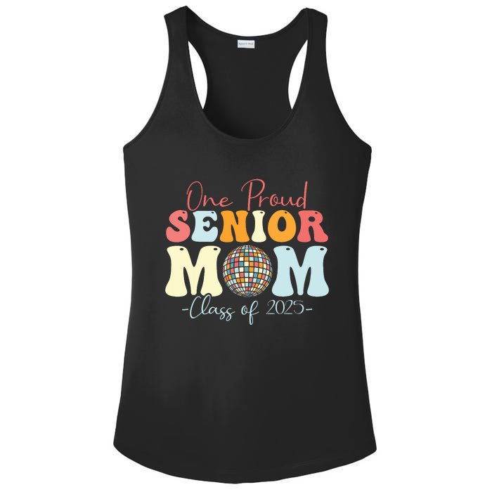 One Proud Senior Mom Class Of 2025 Graduation Groovy Print Ladies PosiCharge Competitor Racerback Tank