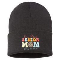 One Proud Senior Mom Class Of 2025 Graduation Groovy Print Sustainable Knit Beanie