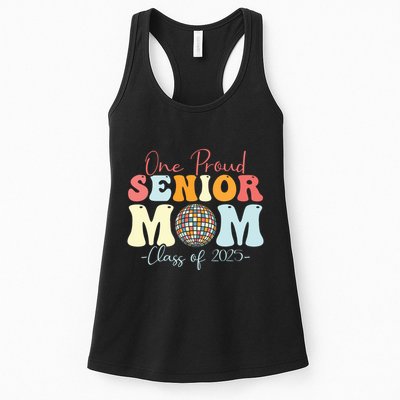 One Proud Senior Mom Class Of 2025 Graduation Groovy Print Womens Tank Top