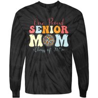 One Proud Senior Mom Class Of 2025 Graduation Groovy Print Tie-Dye Long Sleeve Shirt